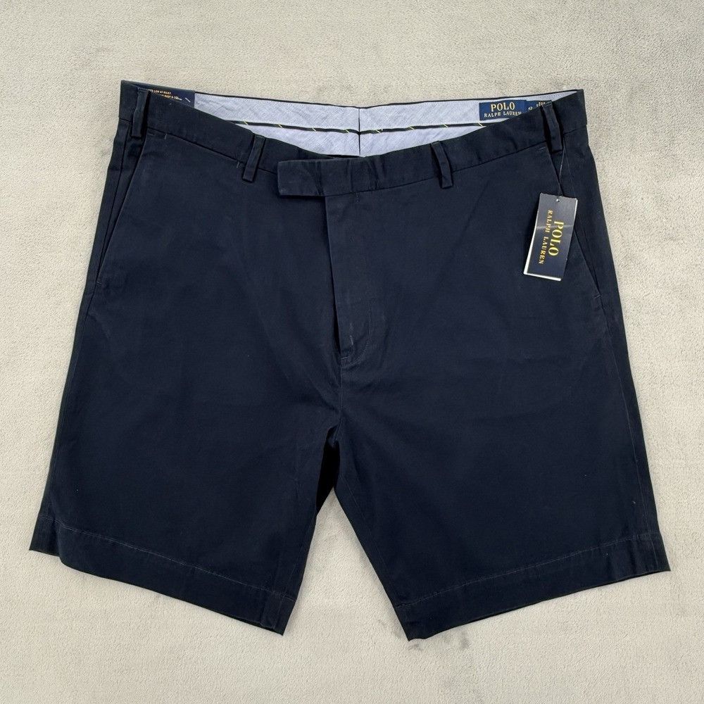 Polo Ralph Lauren Shorts Mens Size 42 Chino Navy Blue Slim Stretch Fit NWT